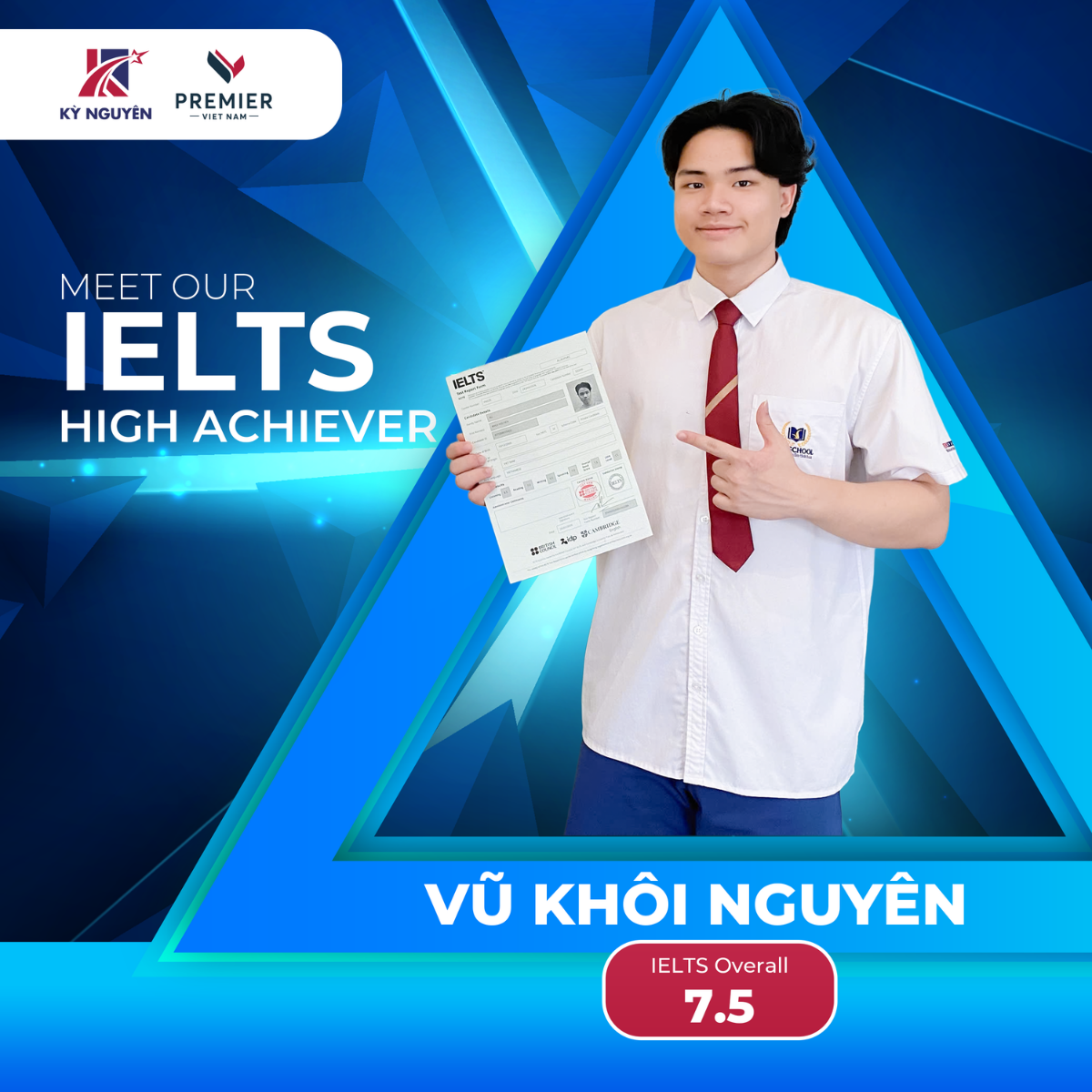 Nguyen Minh Anh celebrating an IELTS 8.0 result